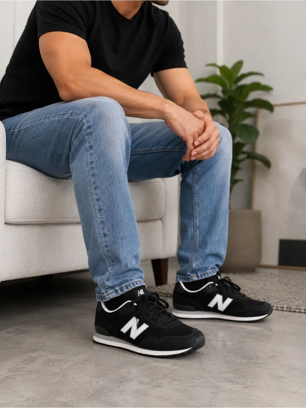 New Balance Men’s Black & White Sneakers – Size 11.5